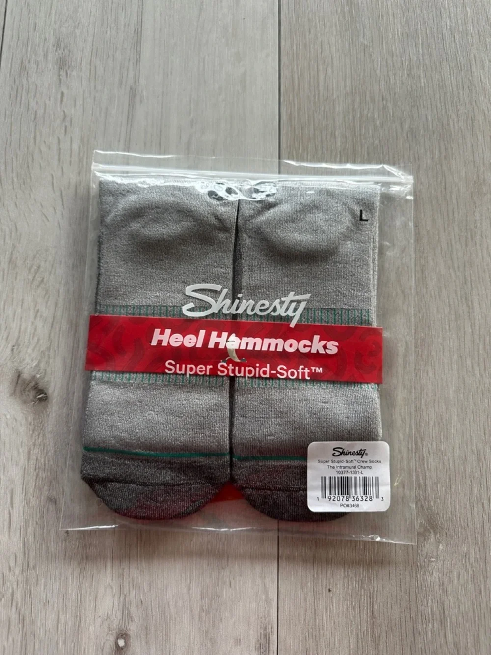 Shinesty Heel Hammocks The Intramural Champ Crew Socks Gray Large NWT IN PKG